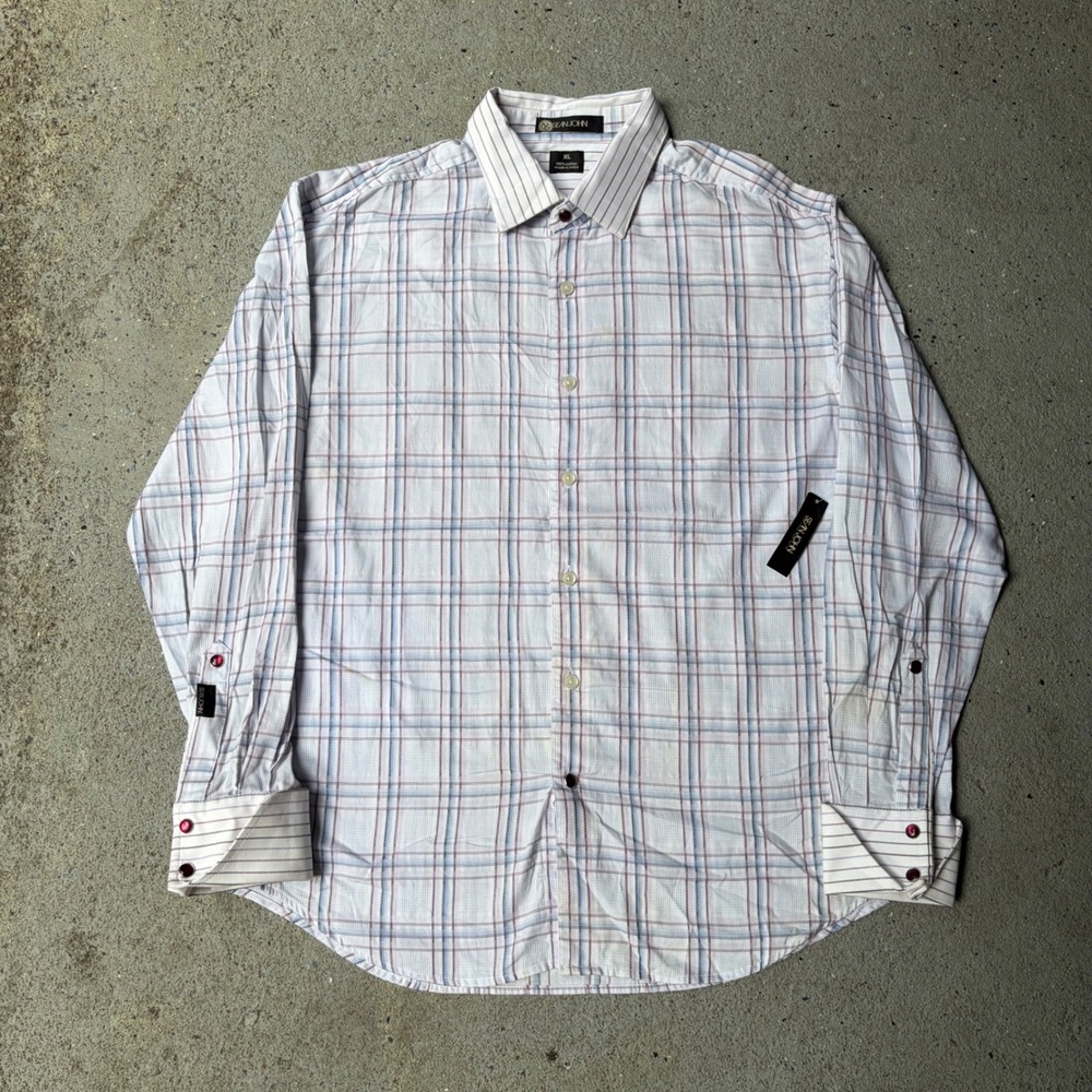 Sean John Mens XL Raisin Plaid Long Sleeve Button Down Shirt SW52424 NWT